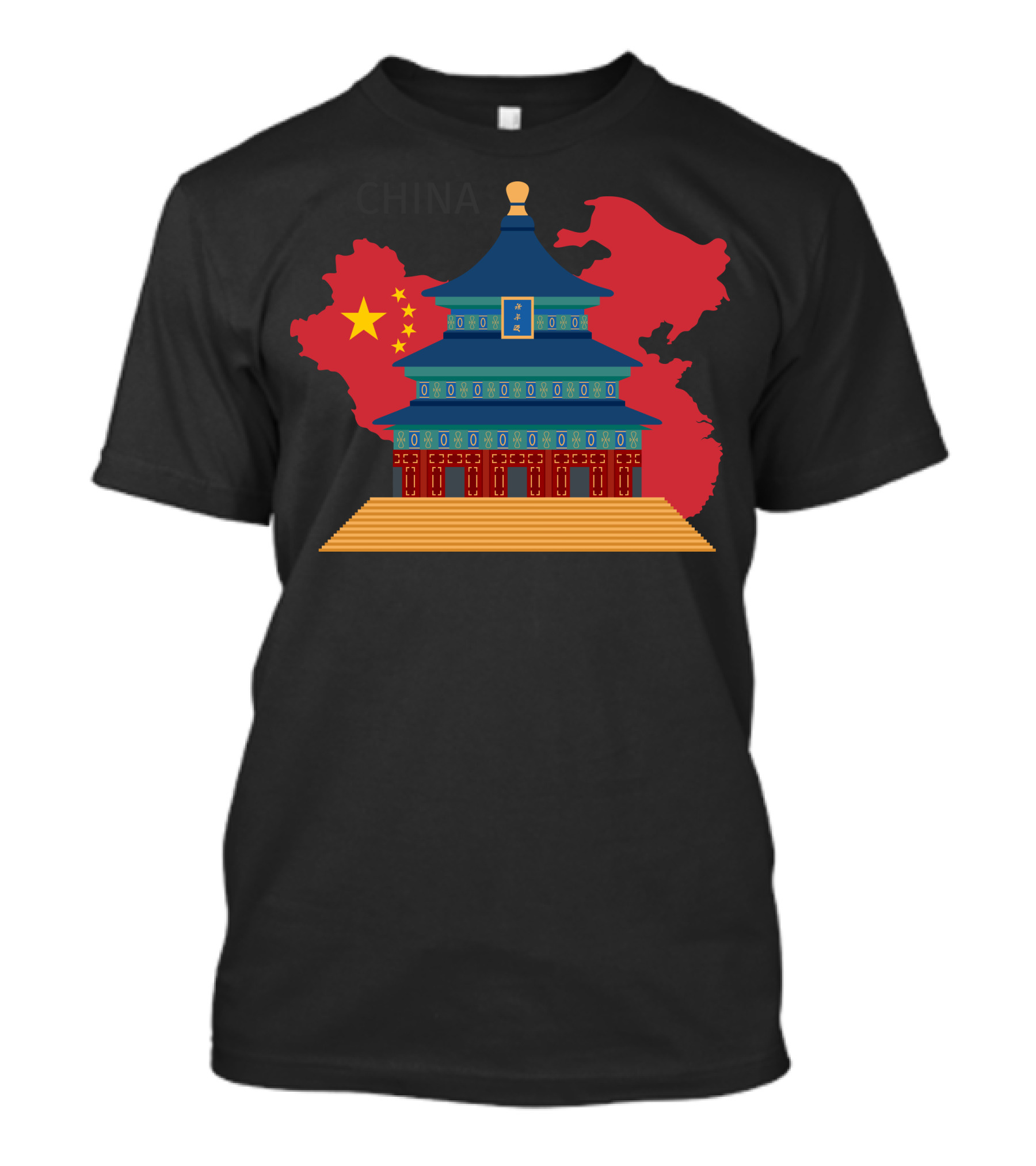 China Temple Of Heaven With Map And Flag Elements T-Shirt