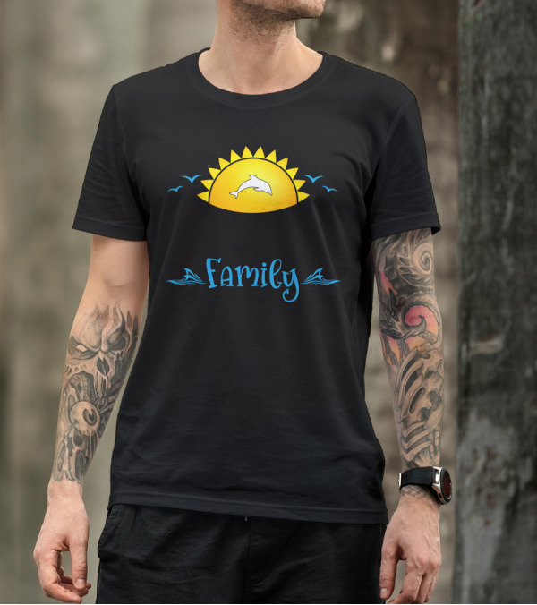 Cruise Family Dolphin Sunset With Birds T-Shirt