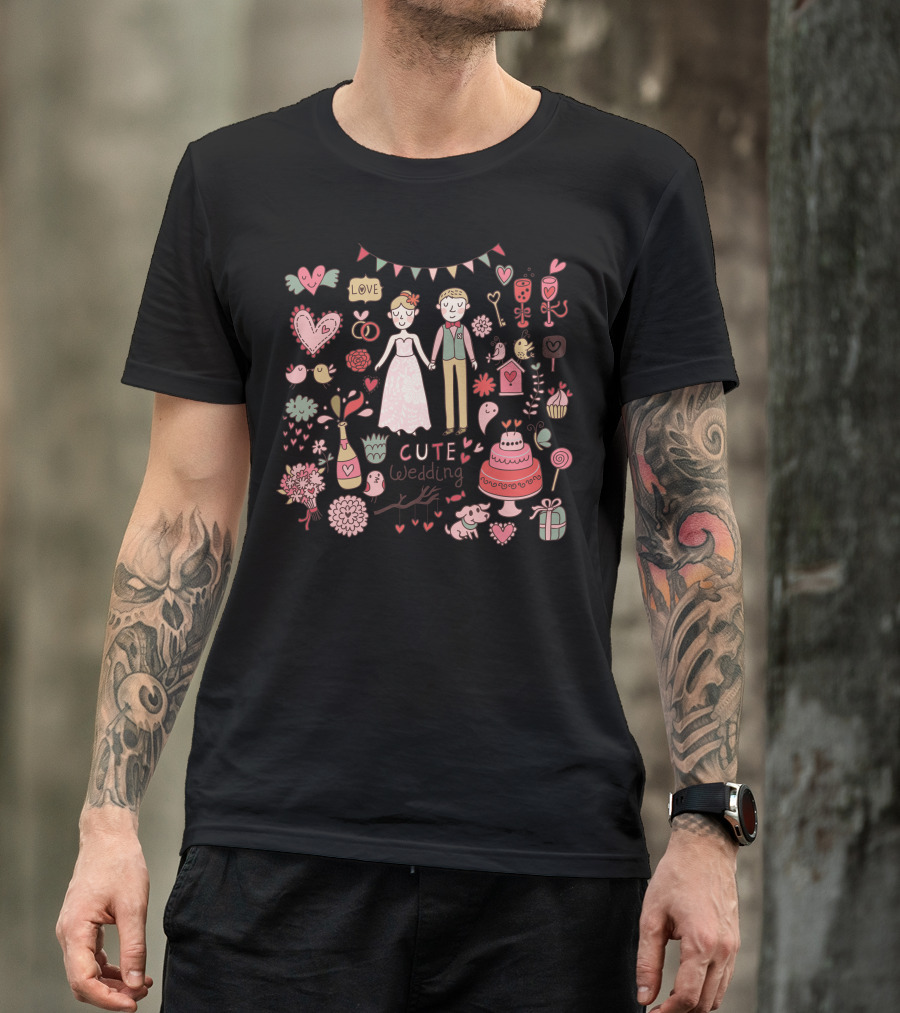 Love Celebration Cute Wedding Festive Symbols T-Shirt
