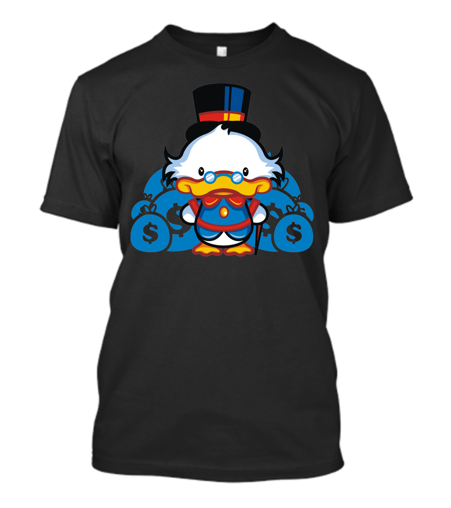 Hello Scroogie Wealthy Duck Character With Hat And Money Bags T-Shirt