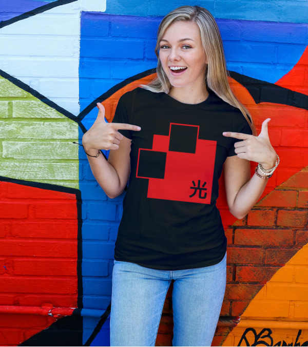 Hikari Ltd Red Minimalist Design With Kanji T-Shirt