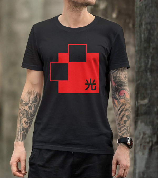 Hikari Ltd Red Minimalist Design With Kanji T-Shirt