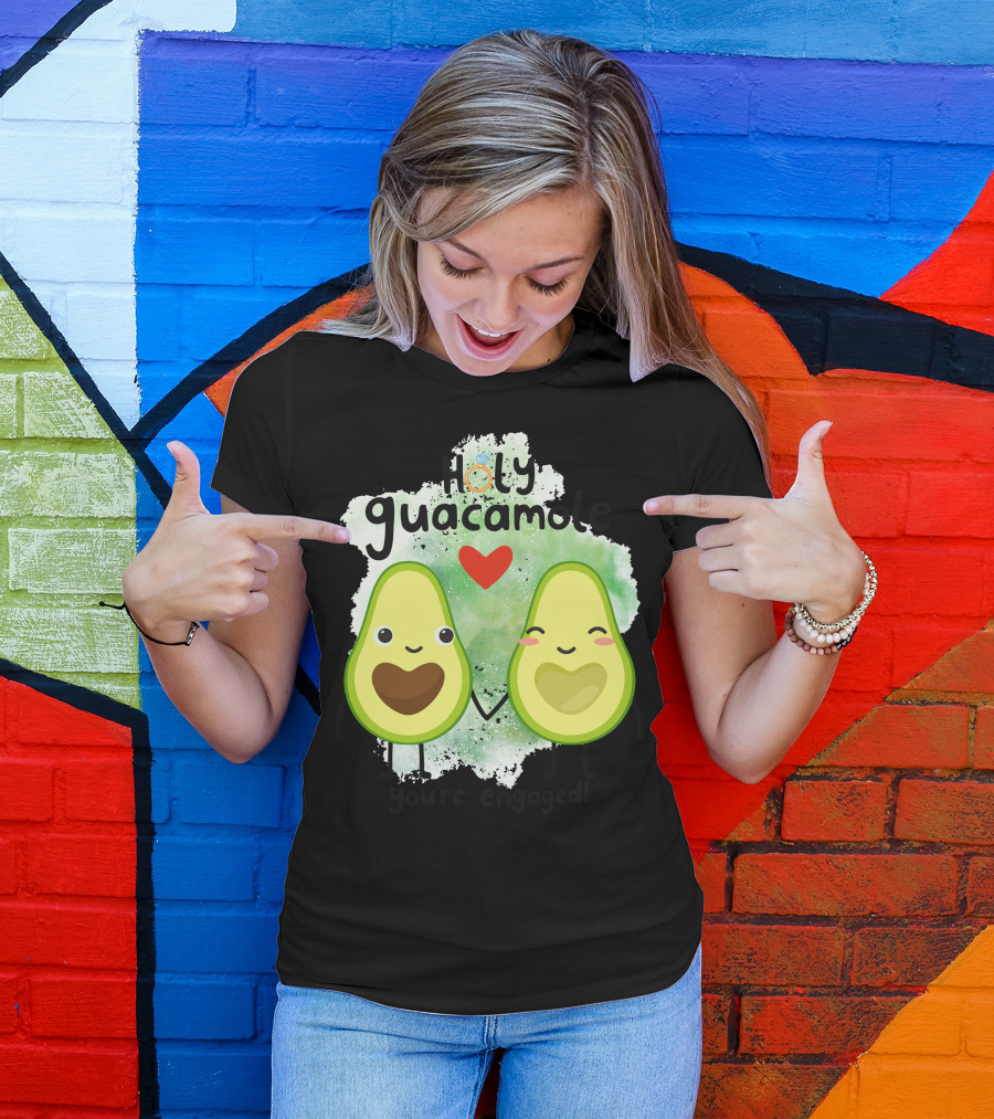 Holy Guacamole You're Engaged Avocado Couple Heart T-Shirt