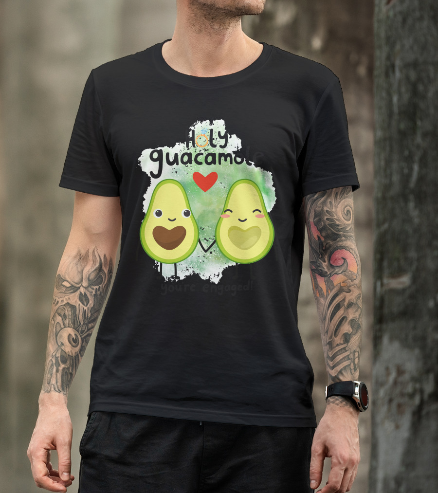 Holy Guacamole You're Engaged Avocado Couple Heart T-Shirt