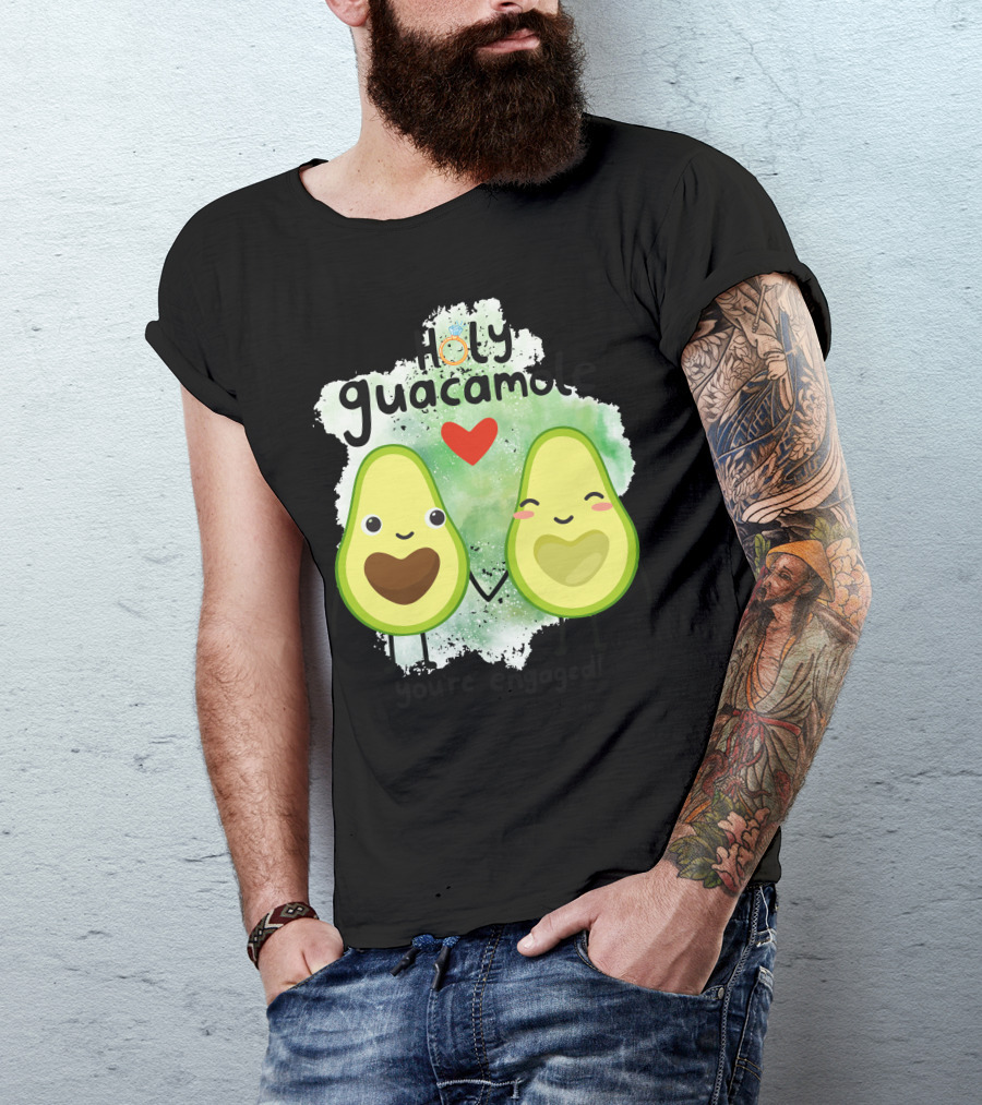 Holy Guacamole You're Engaged Avocado Couple Heart T-Shirt