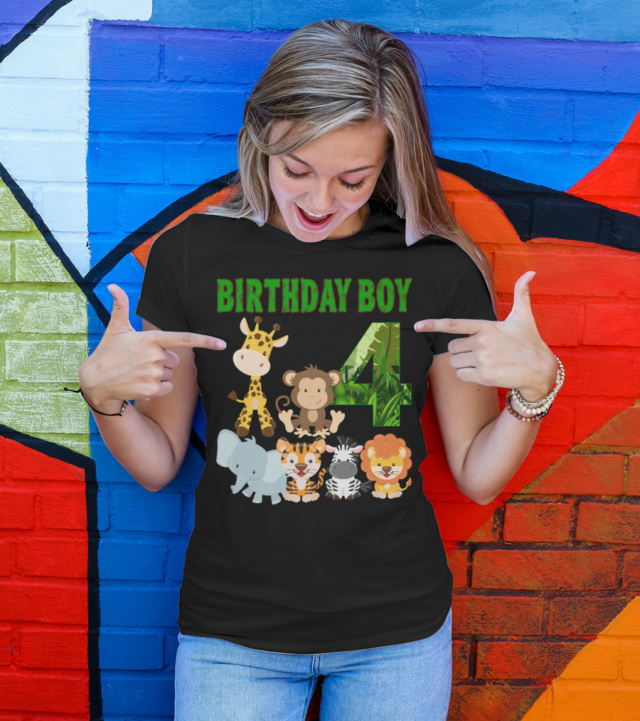 Birthday Boy Jungle Animals 4 T-Shirt