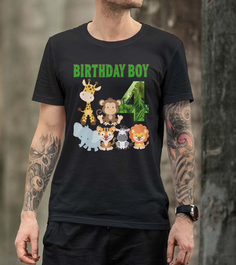 Birthday Boy Jungle Animals 4 T-Shirt