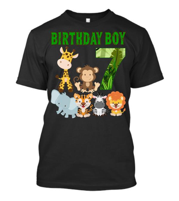 Birthday Boy Jungle Animals Seven T-Shirt