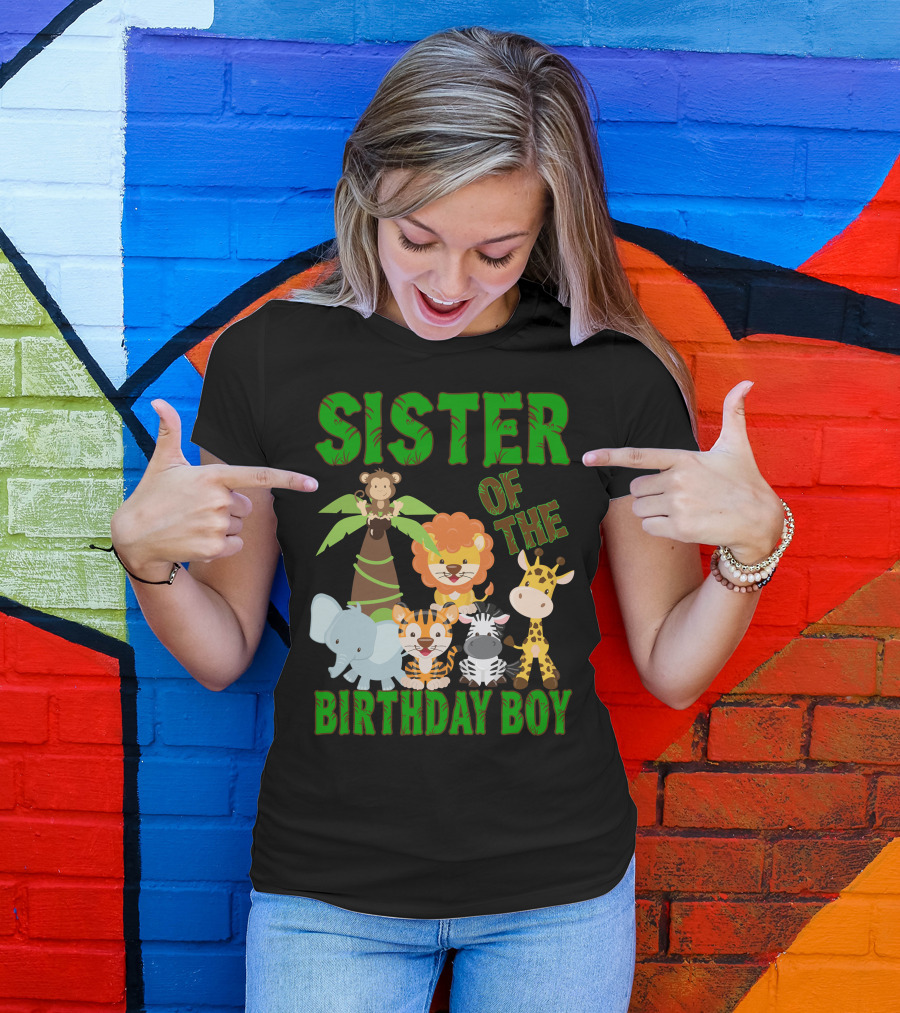 Sister Of The Birthday Boy Jungle Animals T-Shirt
