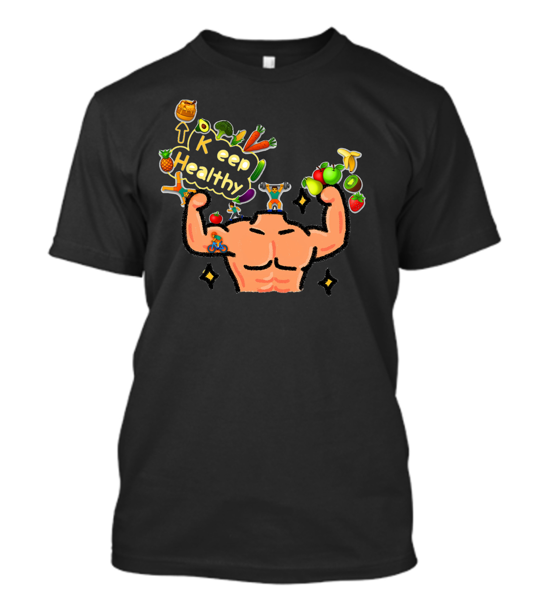 Keep Healthy Fruits Vegetables Fitness Strength T-Shirt