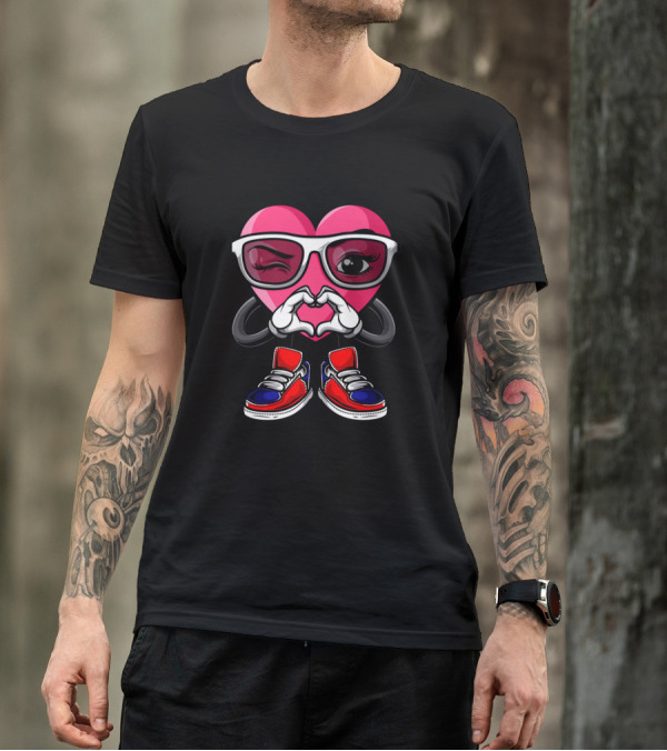 Love U Heart Wearing Sunglasses And Sneakers T-Shirt