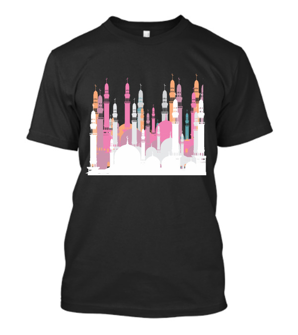 Mecca The Blue Mosque Silhouette Multicolor Minarets T-Shirt