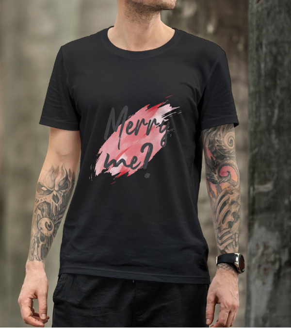 Merry Me? Brushstroke Style Black And Red T-Shirt