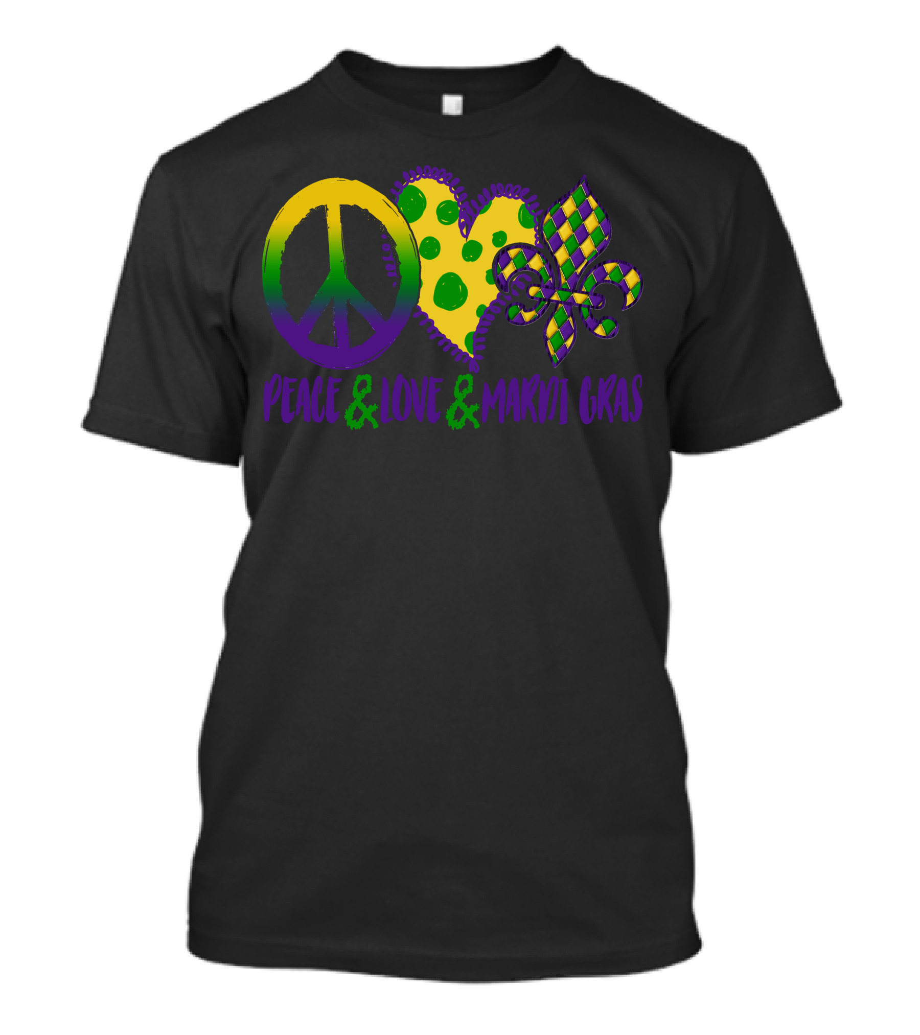 Peace And Love And Mardi Gras Fleur-de-lis T-Shirt