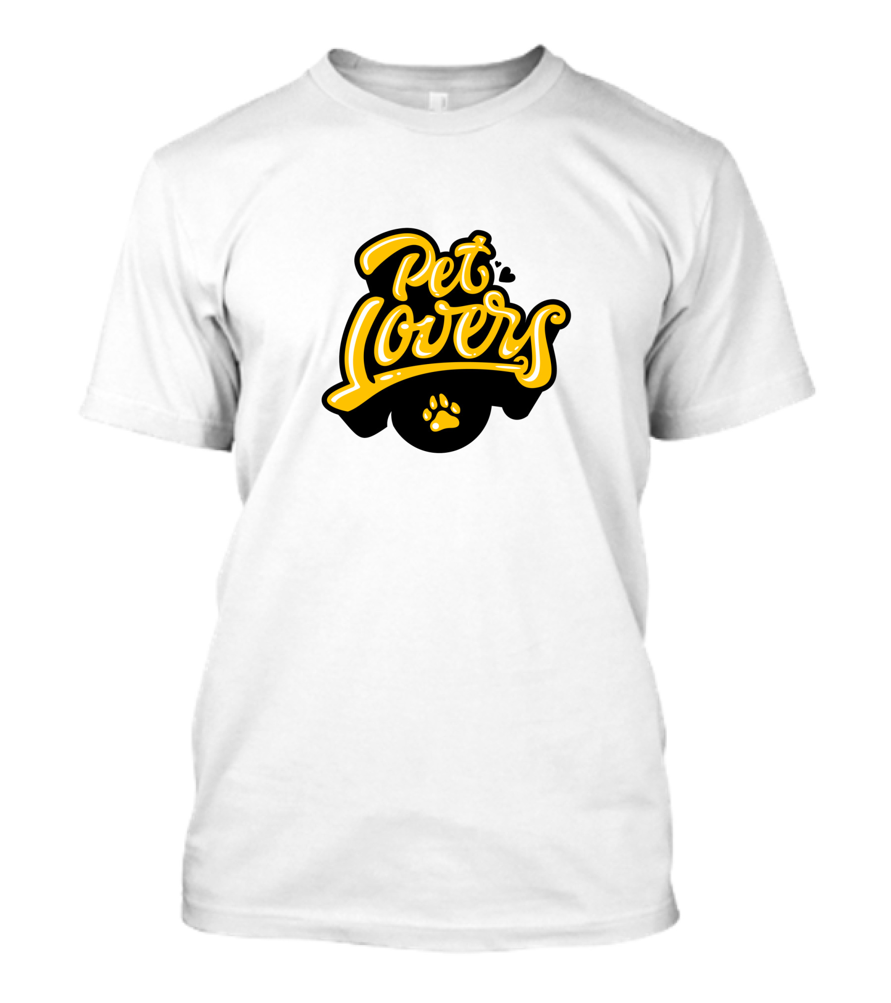 Pet Lovers Paw Print Yellow Script T-Shirt