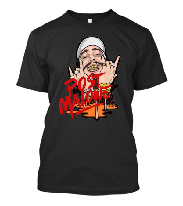 Post Malone Rapper Graphic With Rings And Grills T-Shirt