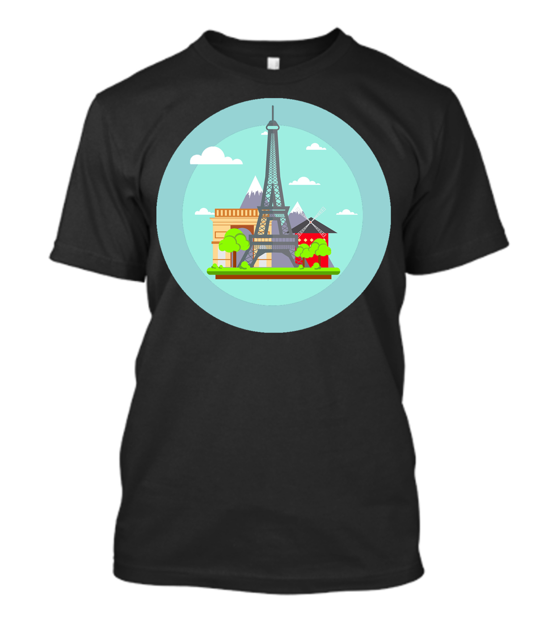 Skyline City Paris Eiffel Tower Travel Clipart T-Shirt