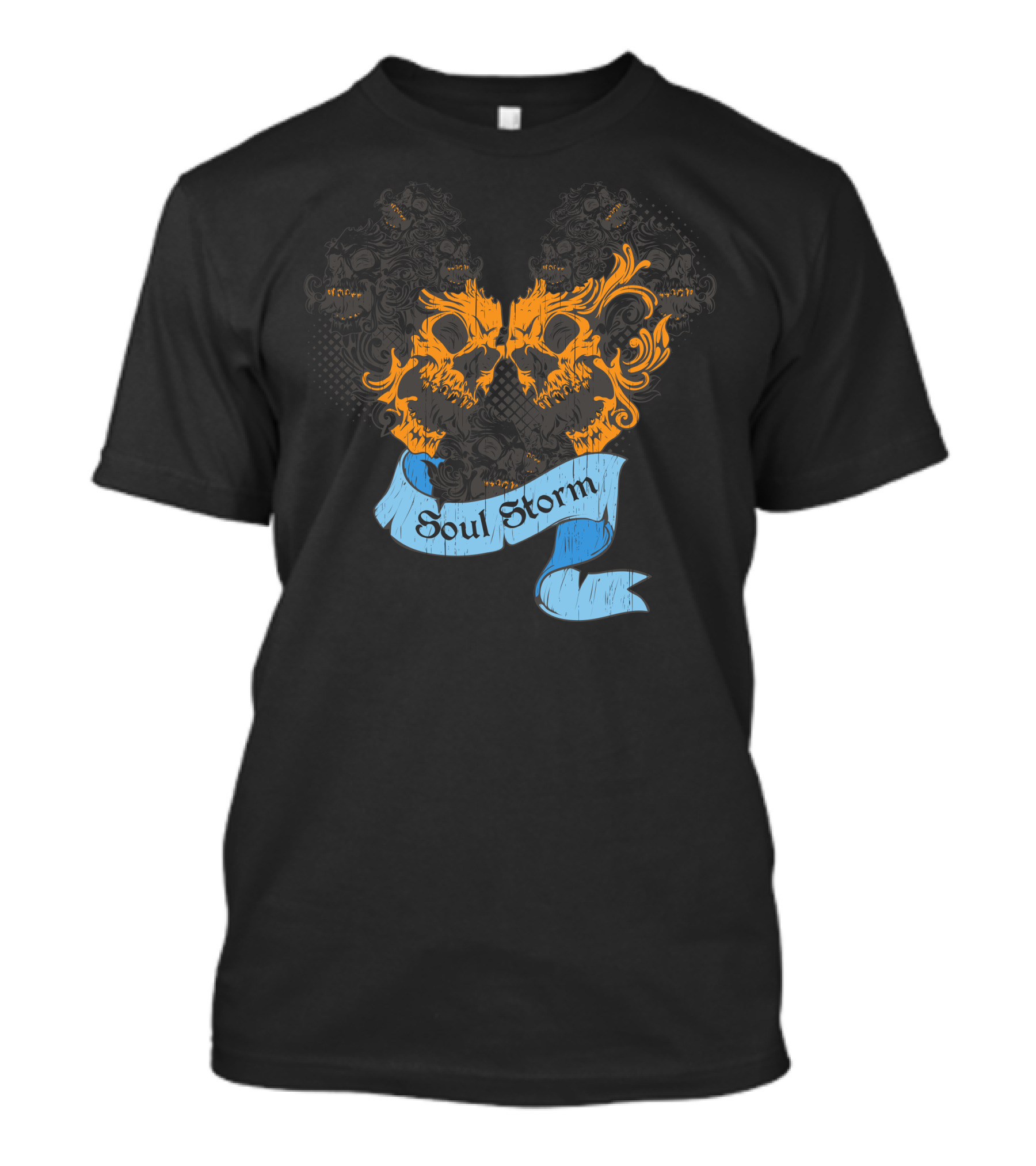 Soul Storm Fiery Skull Fusion With Blue T-Shirt