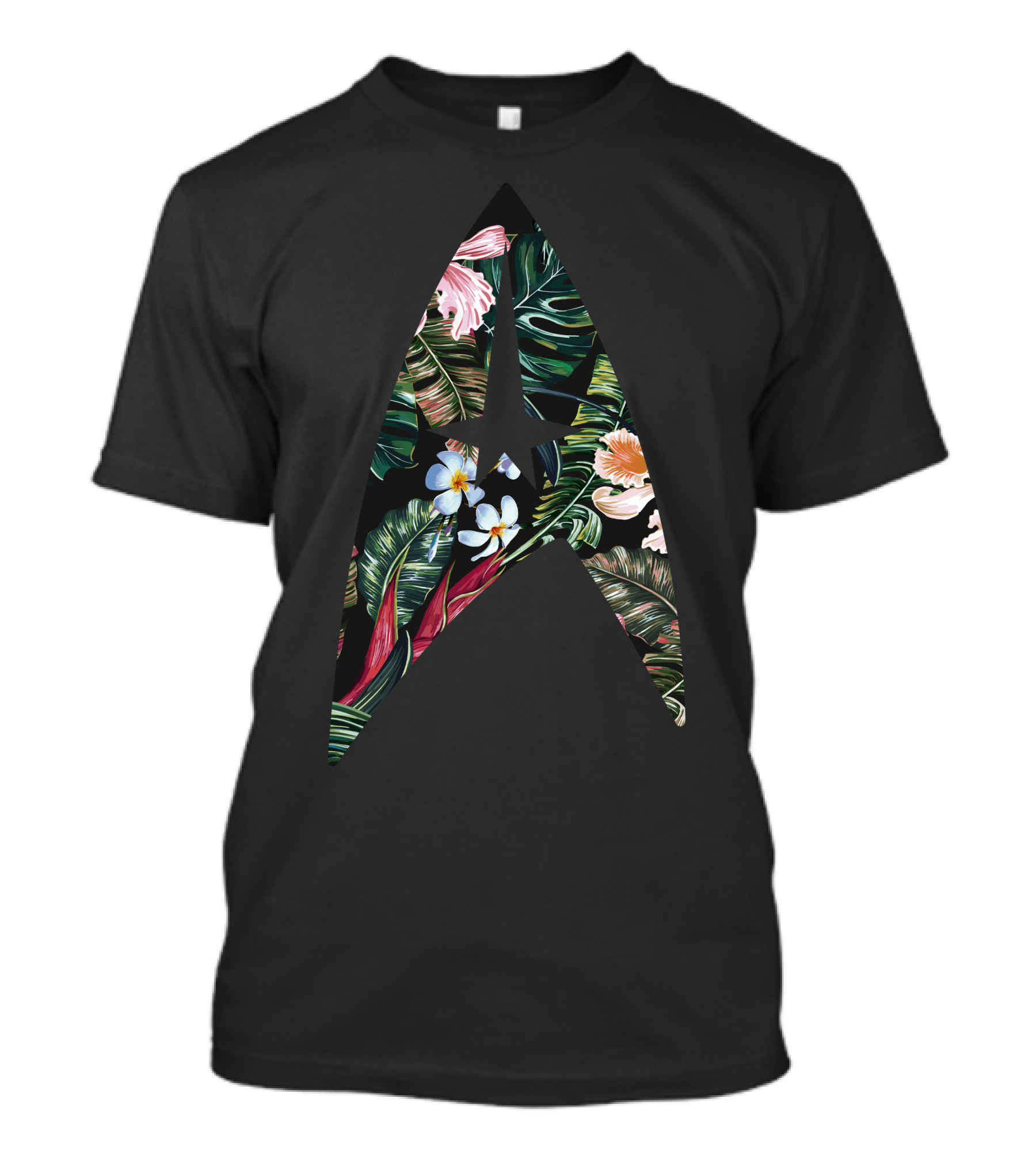Star Trek Floral Starfleet Badge With Tropical Flowers T-Shirt