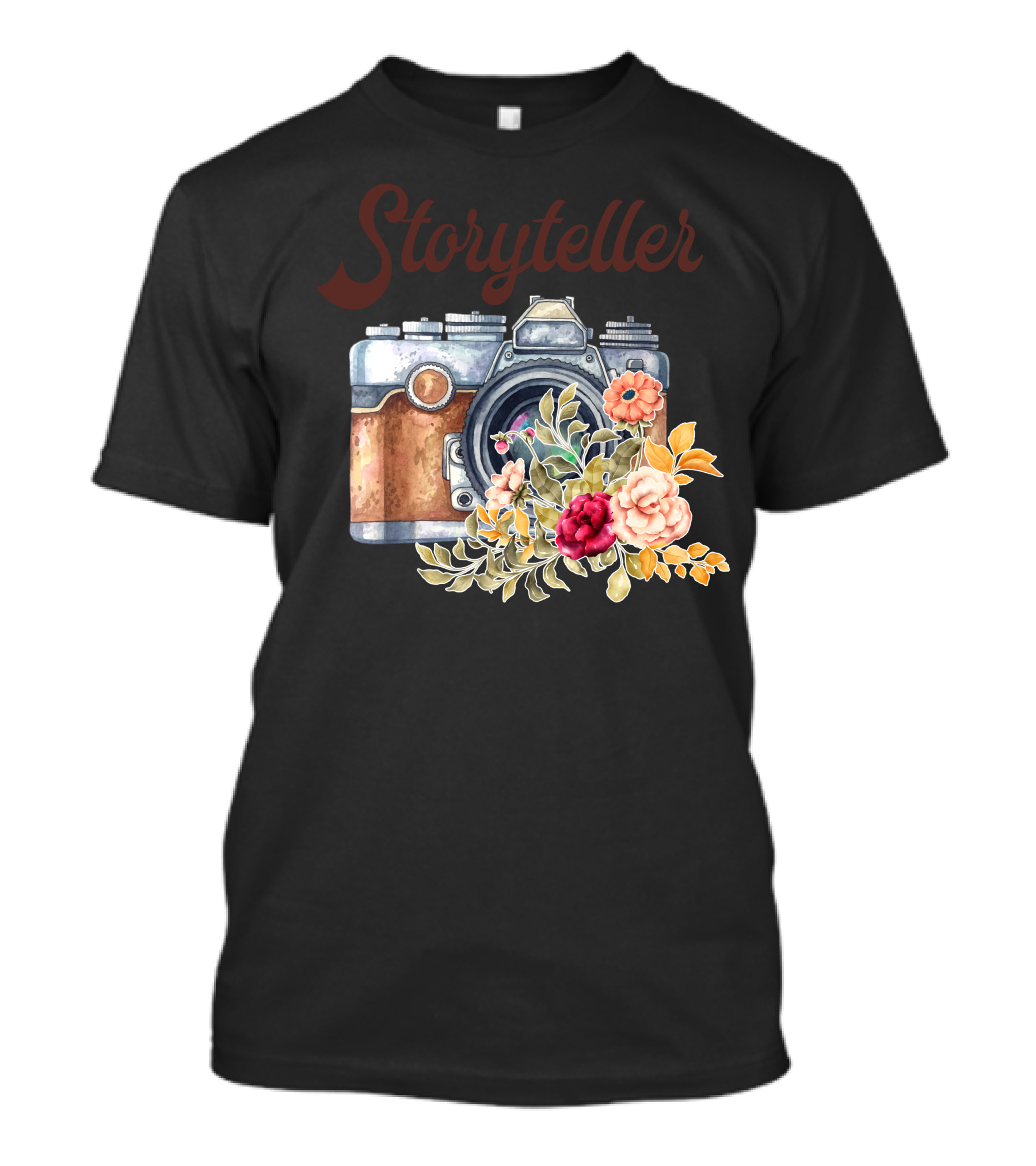 Storyteller Vintage Camera With Floral Accents T-Shirt