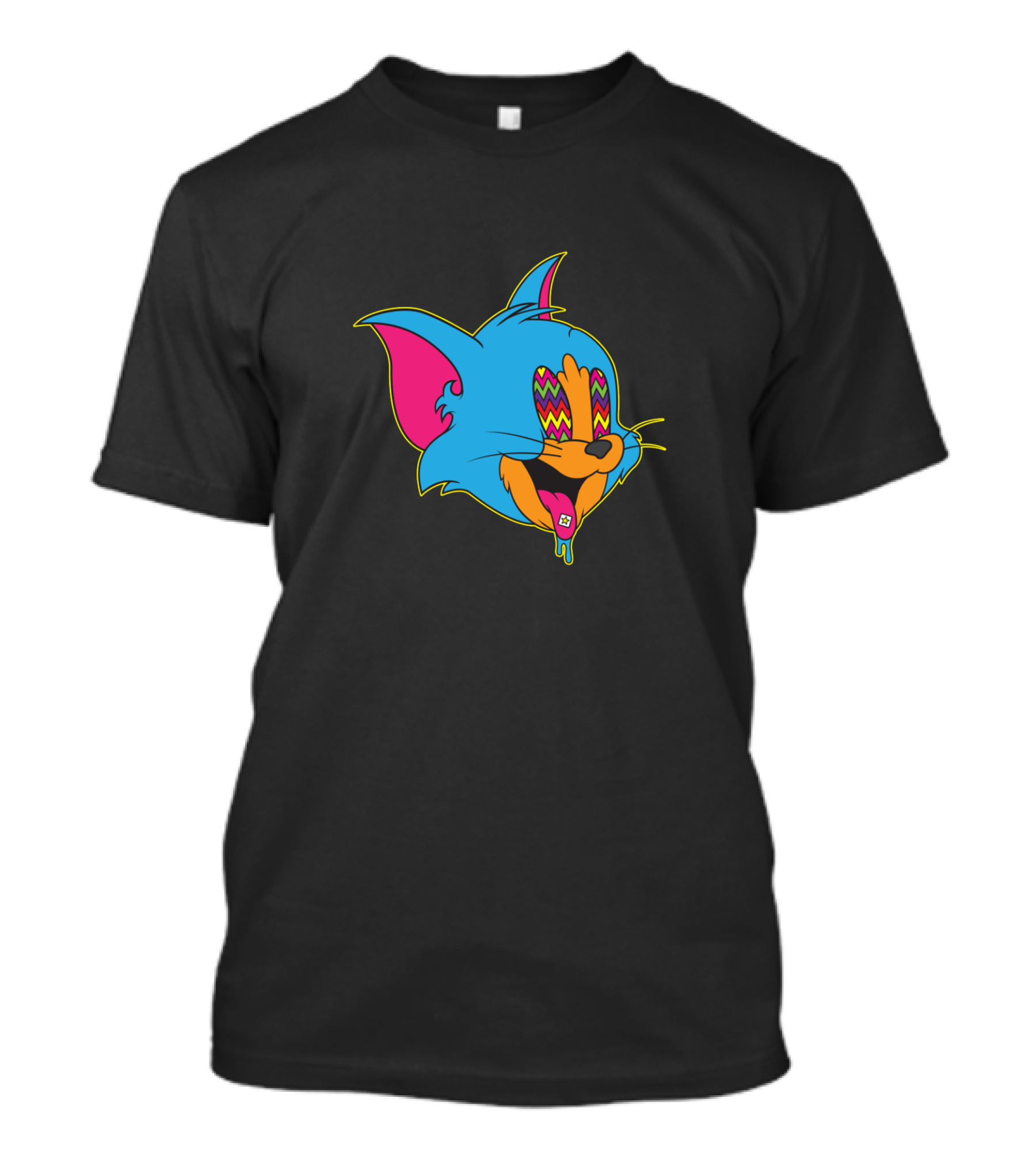 Tom Cat Psychedelic Zigzag Eyes Retro Pop Art Effects T-Shirt