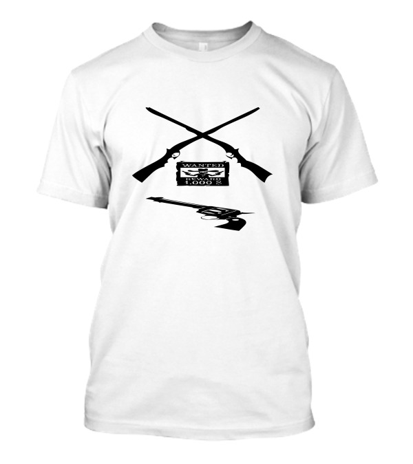 Wanted Cowboy 1000 Reward Revolver Rifles T-Shirt