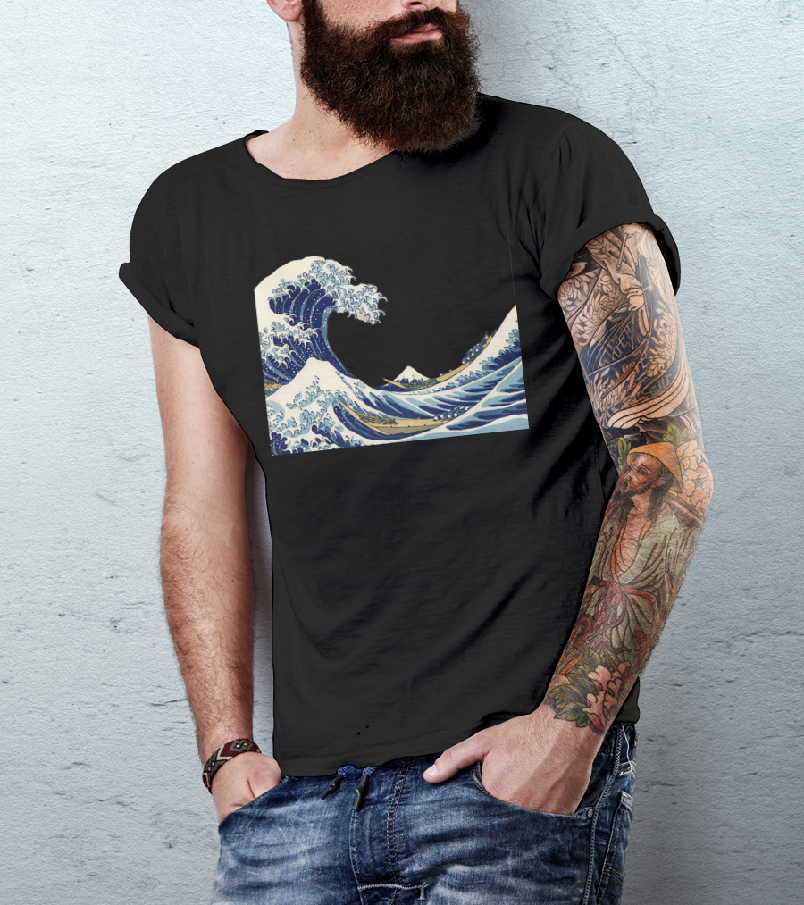 The Great Wave Off Kanagawa Cartoon T-Shirt