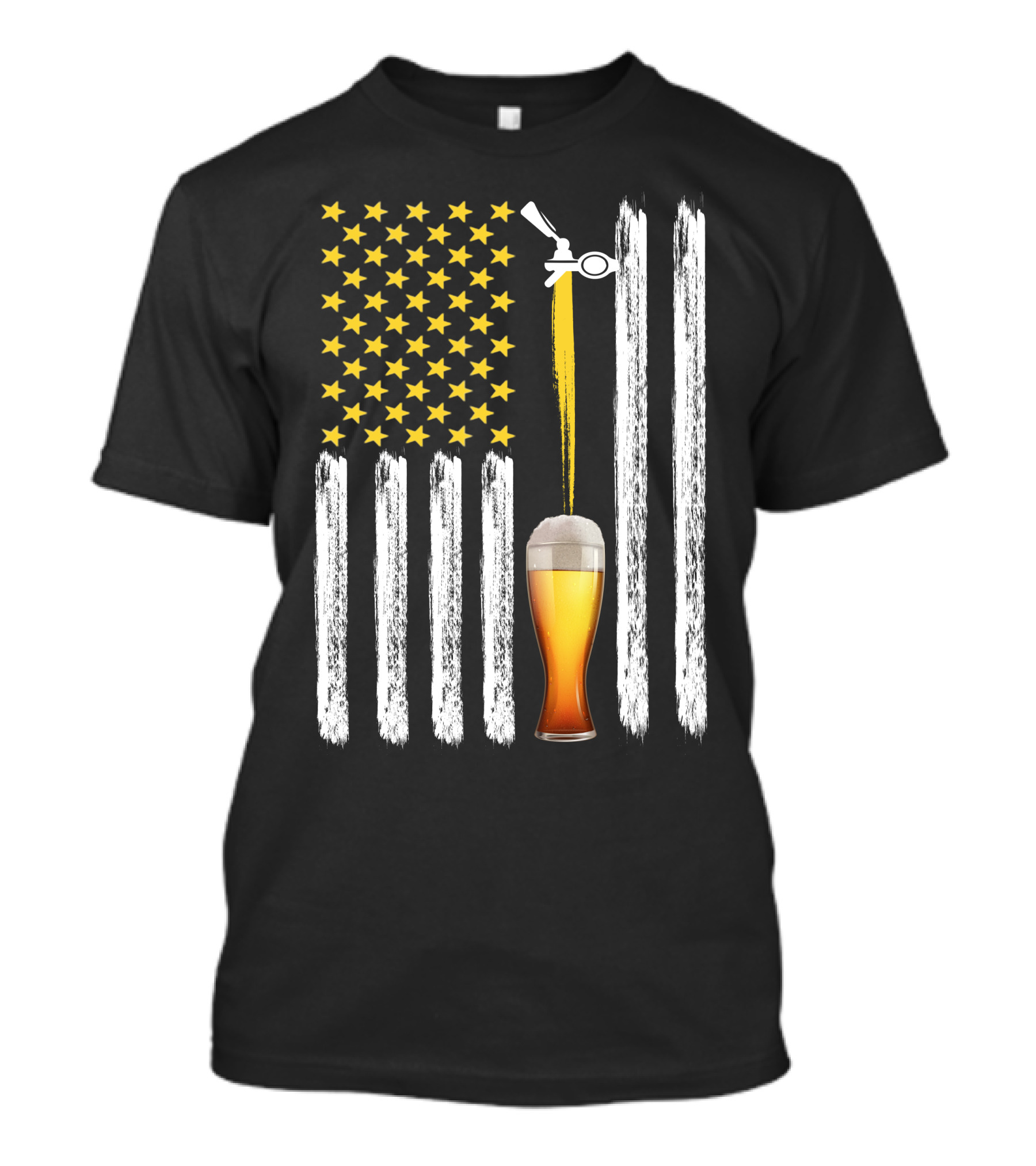 American Flag Beer Tap Stars And Stripes Glass Pour T-Shirt