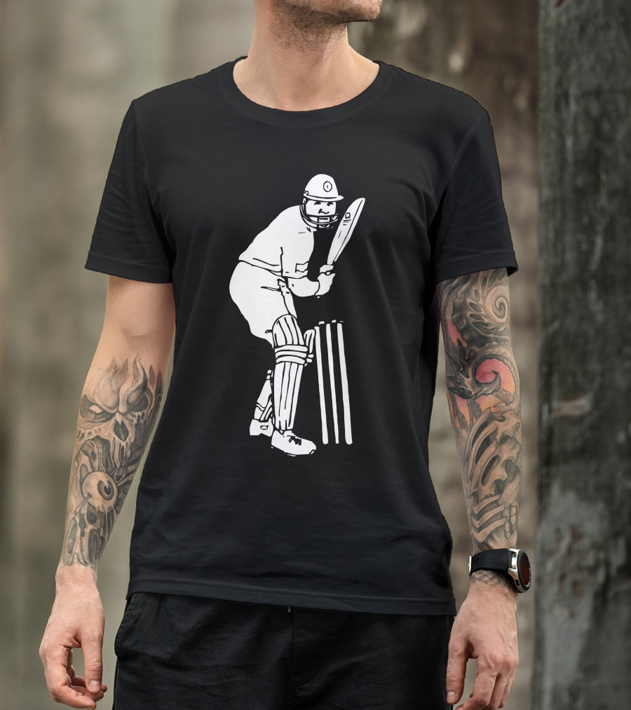 Ashe Sport Cricket Player Batting Pose T-Shirt