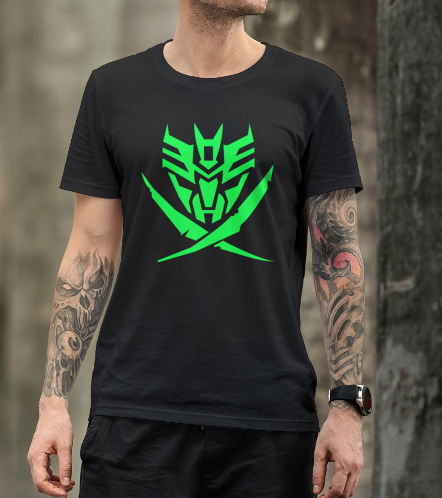 Autobot And Decepticon Symbols Neon Green Fusion T-Shirt