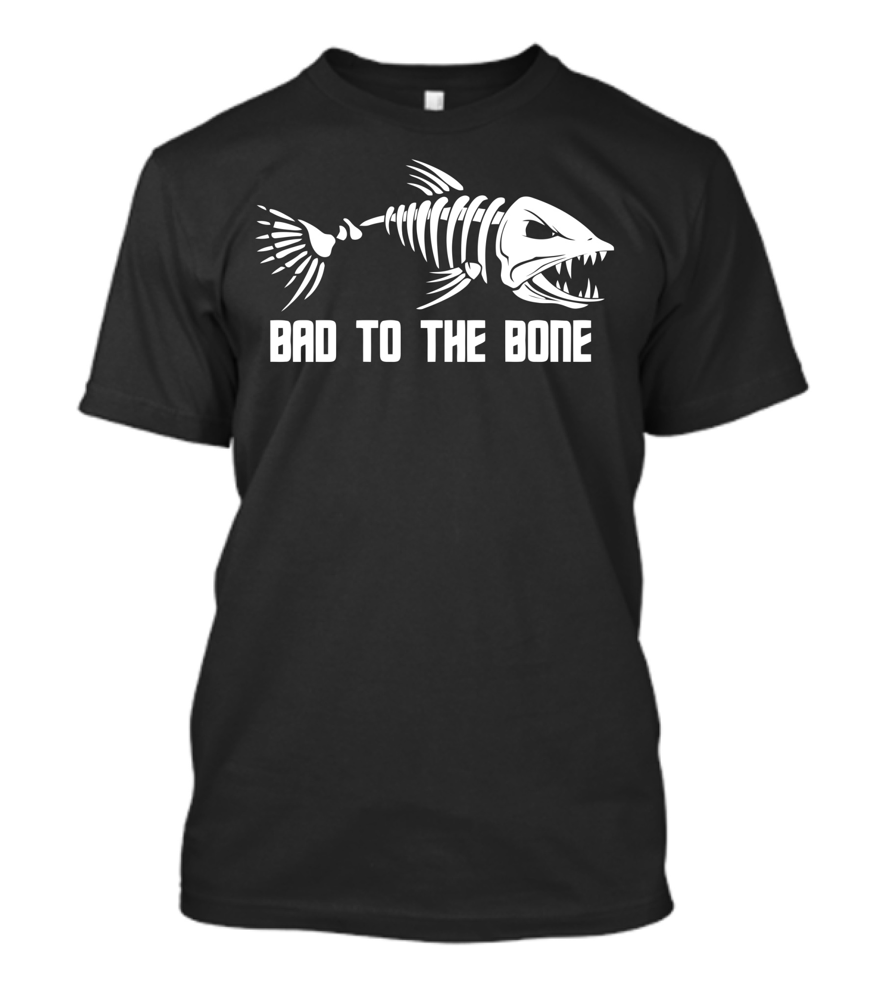 Bad To The Bone Fish Skeleton Fierce Expression T-Shirt