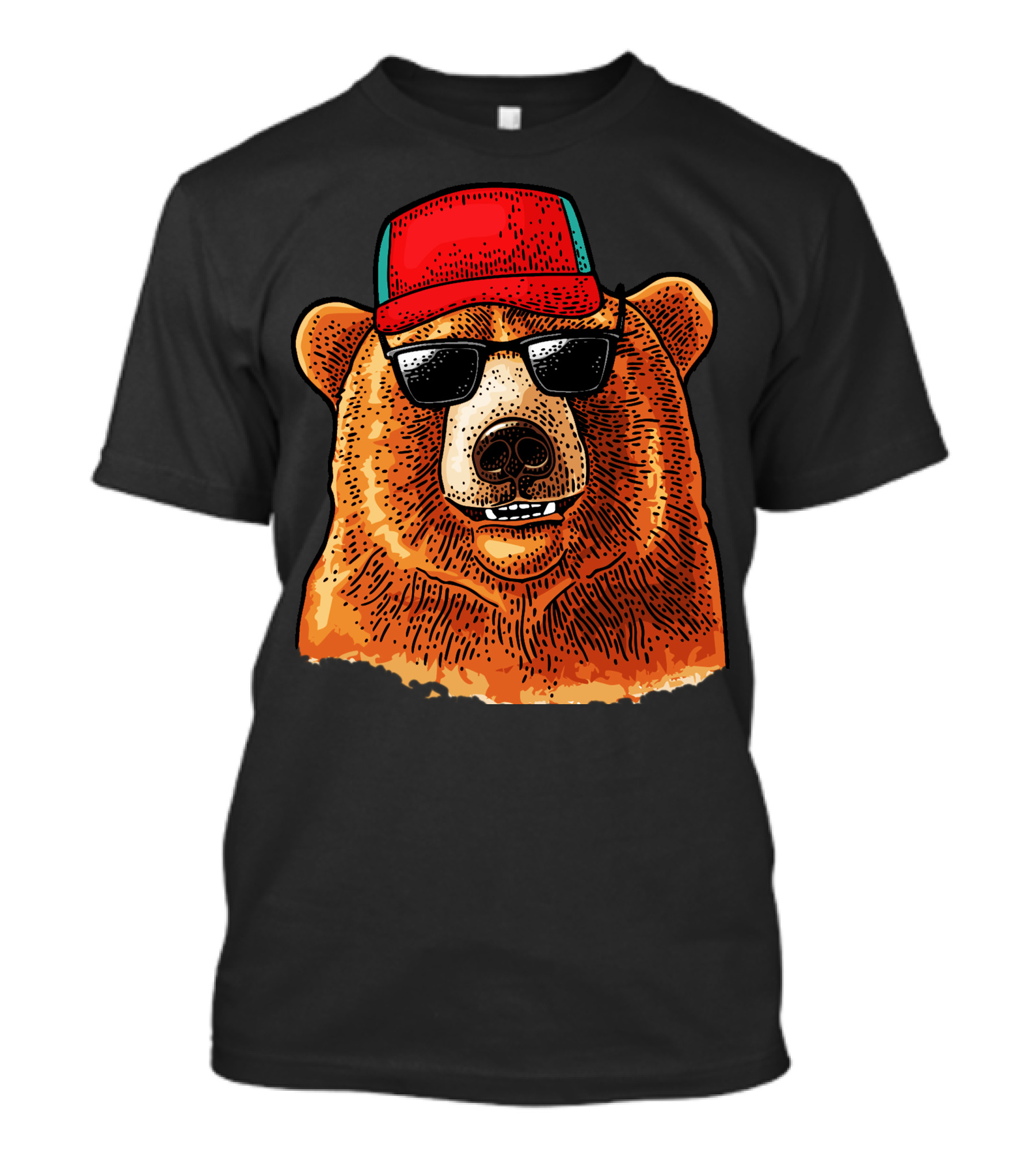 Bear With Red Baseball Cap And Sunglasses T-Shirt
