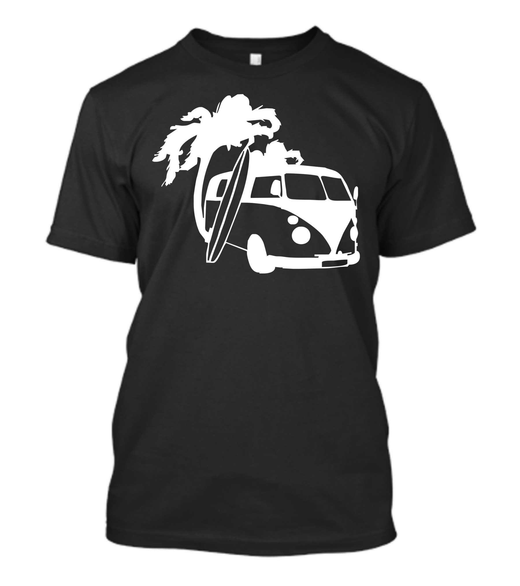Camper Van Surf Split Palm Tree Surfboard Vintage Vibe T-Shirt