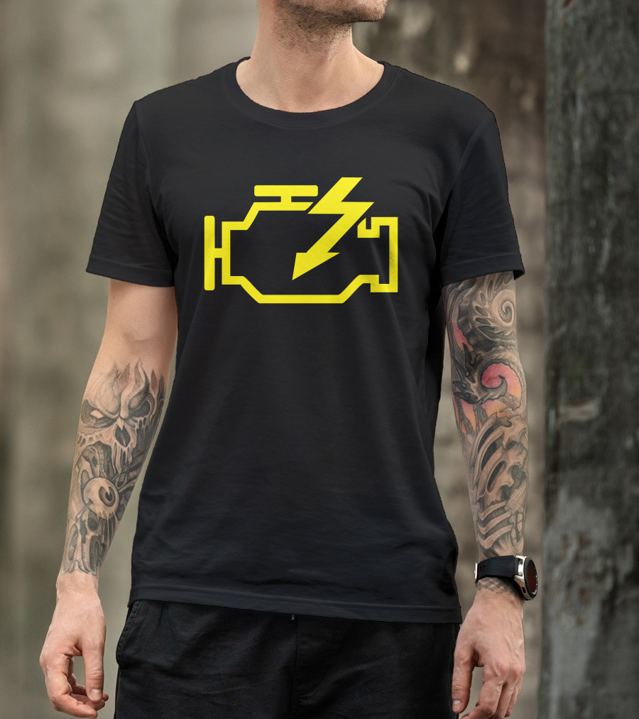 Check Engine Light Icon With Lightning Bolt T-Shirt