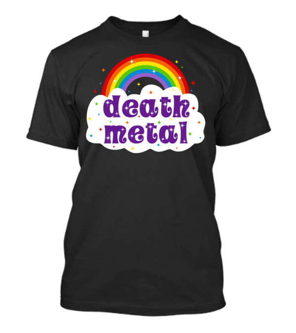 Death Metal Music Heavy Unicorn Rainbow Clouds And Stars T-Shirt