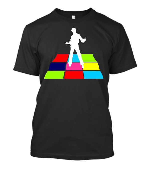 Disco Man Grooving On Colorful Dance Floor Squares T-Shirt