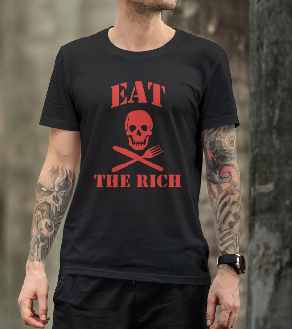 Eat The Rich Skull And Crossbones With Fork T-Shirt