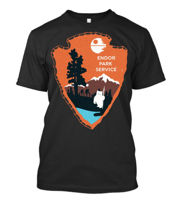 Endor Park Service Badge Ewok Silhouette Moon Scene T-Shirt