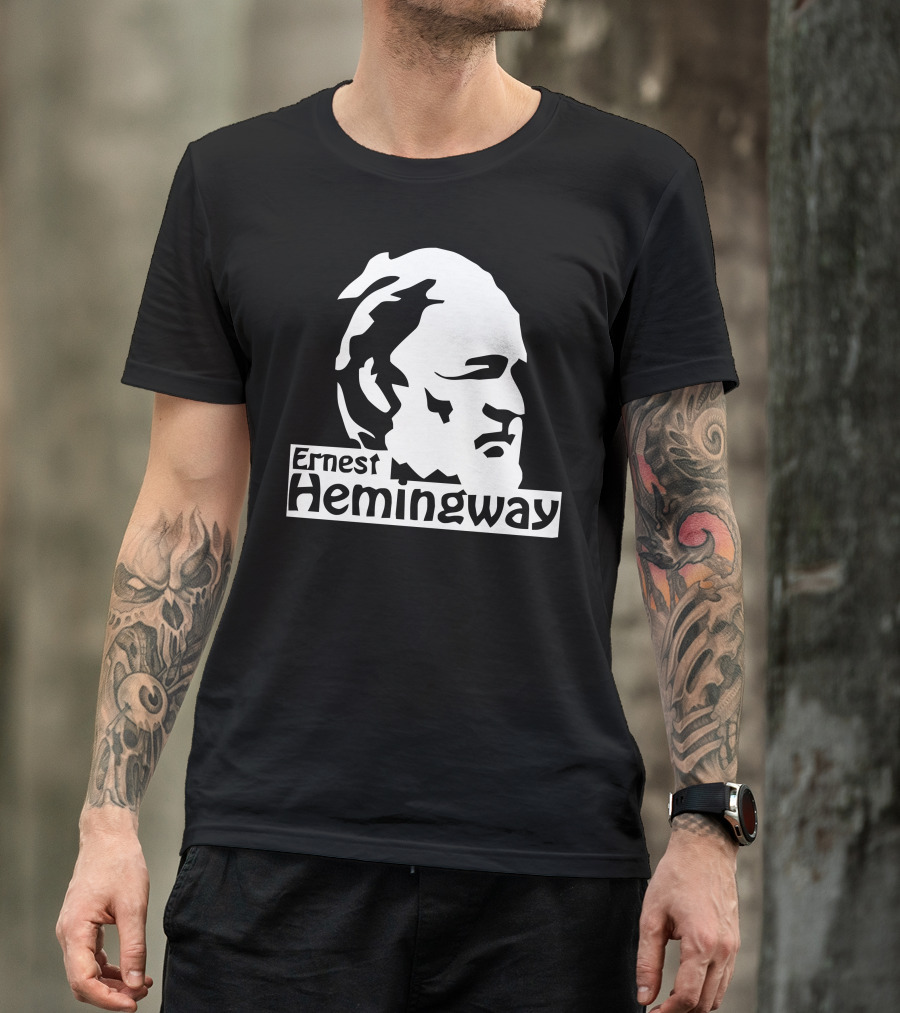 Ernest Hemingway Silhouette Face Profile T-Shirt