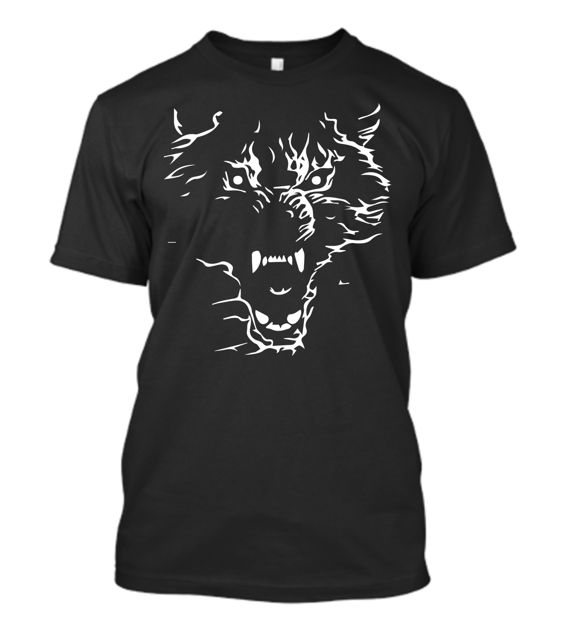 Flaming Wolf Fierce White Outline T-Shirt