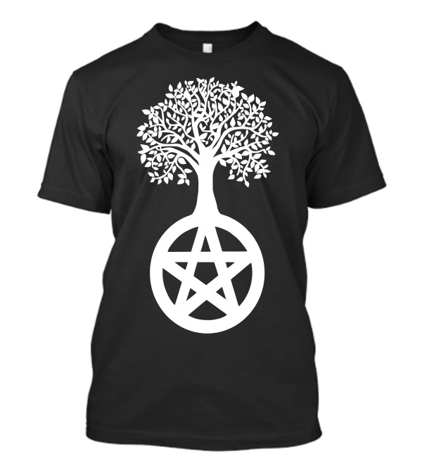 Funny Tree Pagan Pentacle Black T-Shirt