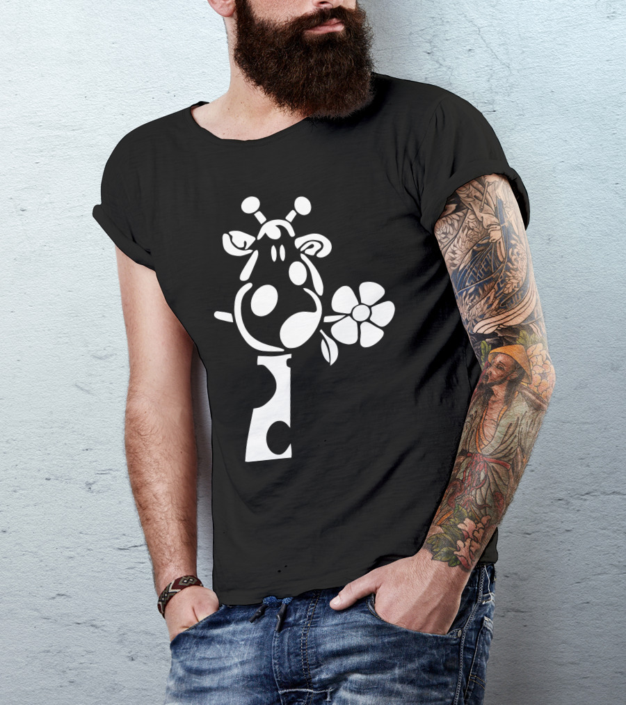 Giraffe Head With Cute Flower In Mouth T-Shirt