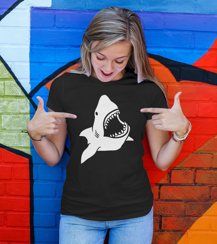 Great White Shark Mouth Open Iconic Pose T-Shirt
