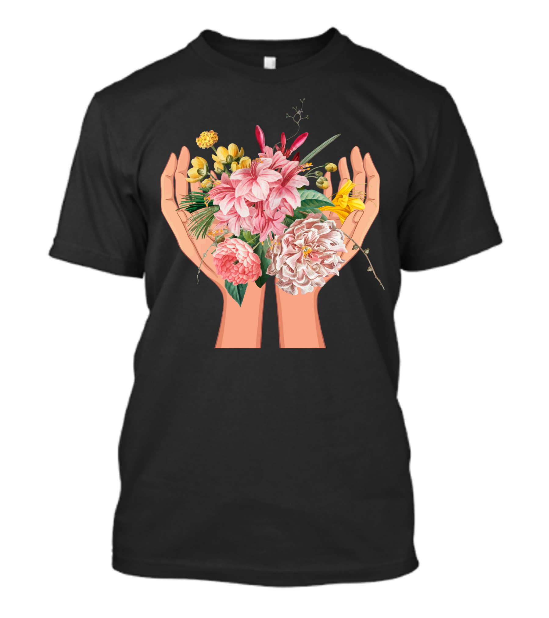 Blooming Hands With Vibrant Flowers T-Shirt