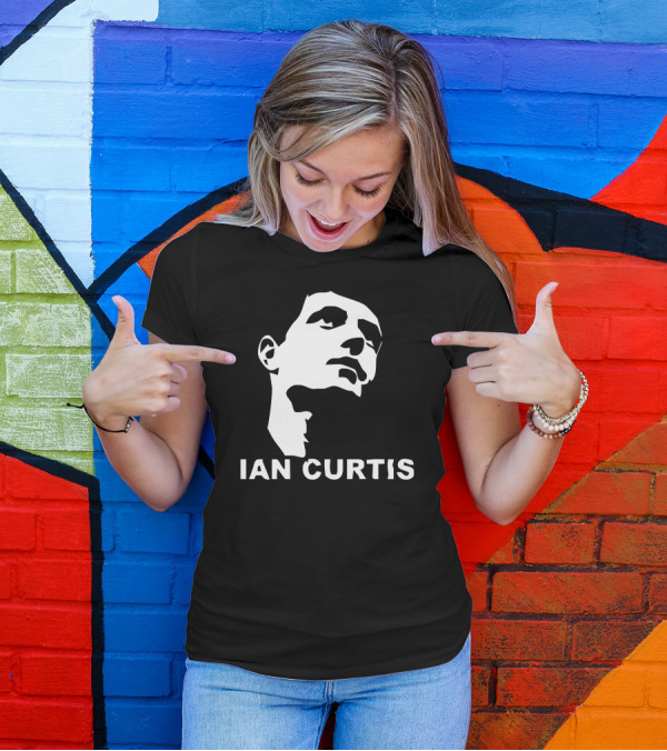 Ian Curtis Black And White Stencil T-Shirt