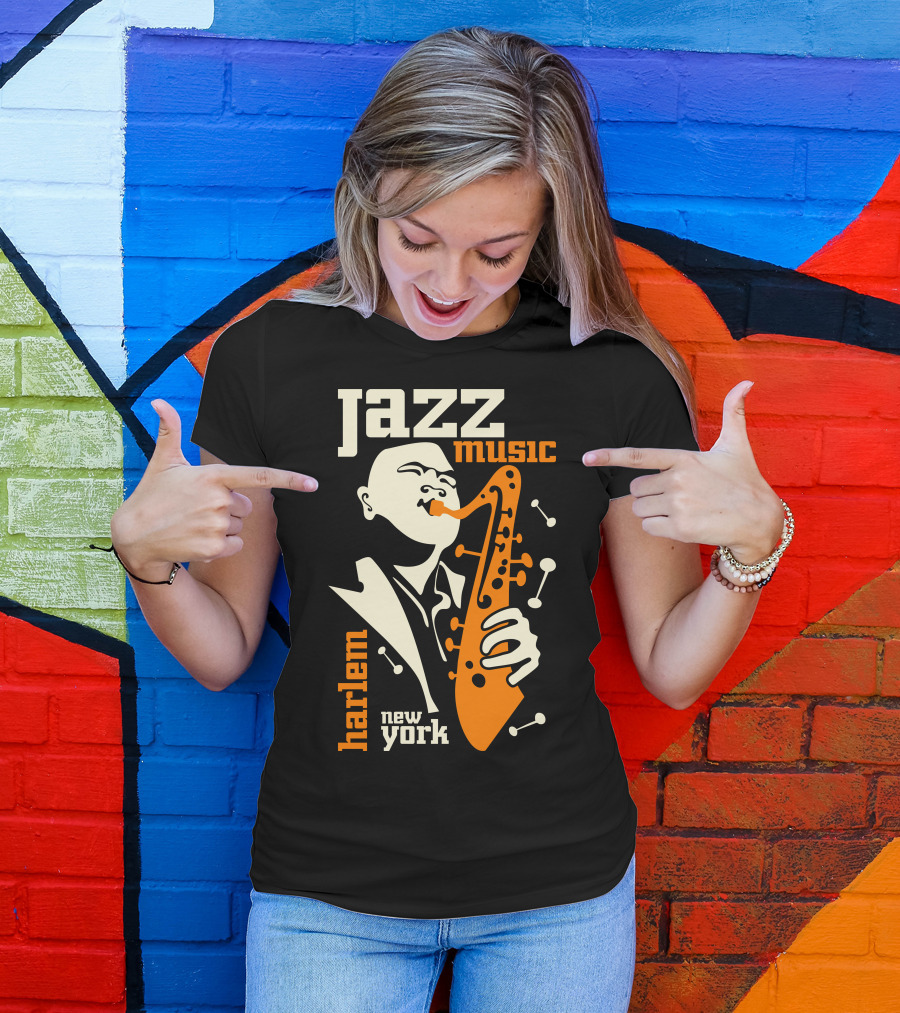 Jazz Music Harlem New York Saxophone Player T-Shirt