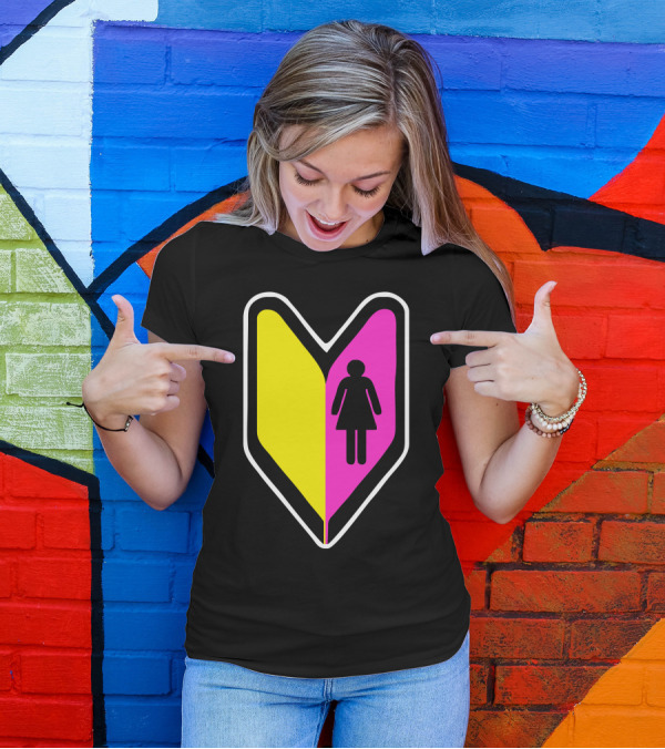 JDM Girl Shoshinsha Mark Icon Pink Yellow T-Shirt