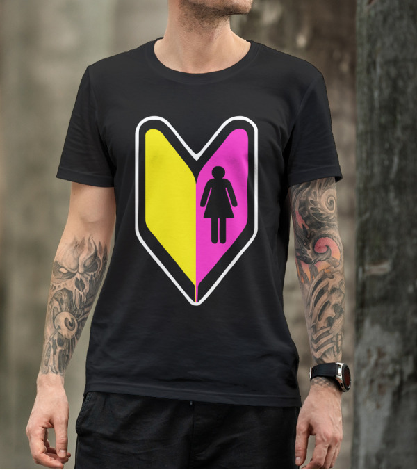 JDM Girl Shoshinsha Mark Icon Pink Yellow T-Shirt