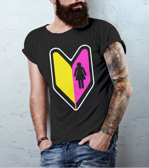 JDM Girl Shoshinsha Mark Icon Pink Yellow T-Shirt