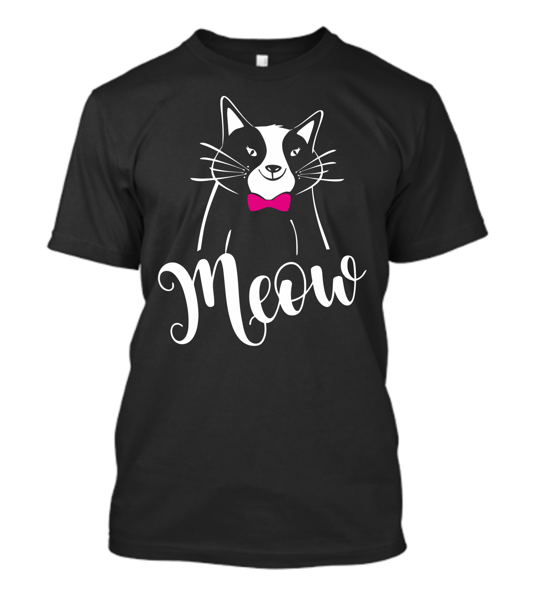 Katty Is Meow Cat With Pink Bow Tie Meow T-Shirt